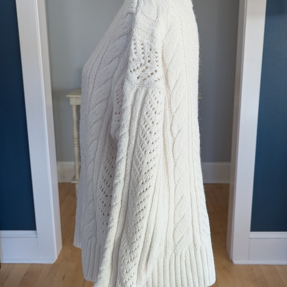 Anthropologie Cream Cable Cardigan Size Small - Picture 3 of 10